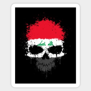 Chaotic Iraqi Flag Splatter Skull Sticker